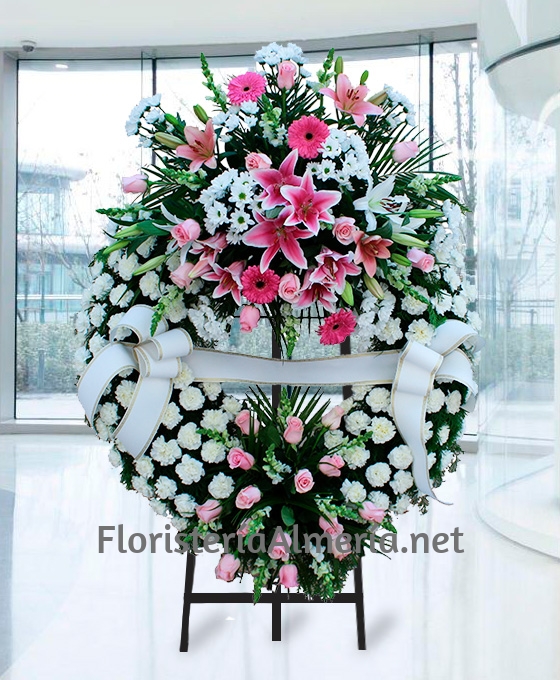 Corona funeraria claveles y rosas