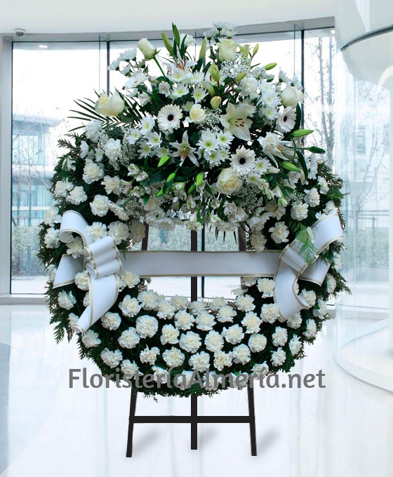 Corona funeraria blanca